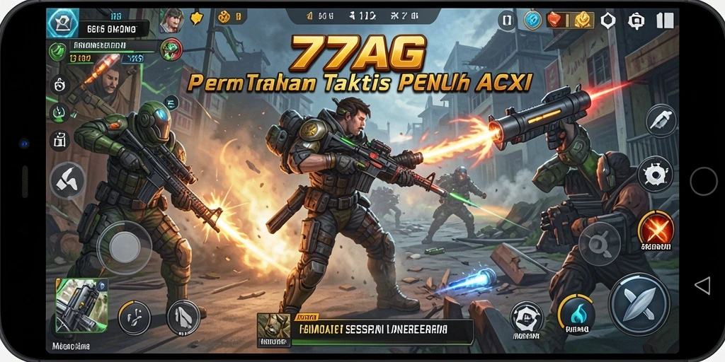 Screenshot menampilkan pertarungan intens dalam game TPS 77AG.