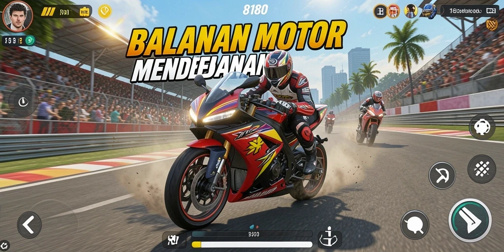 Gameplay seru balapan motor di 8180 dengan grafis yang menakjubkan.
