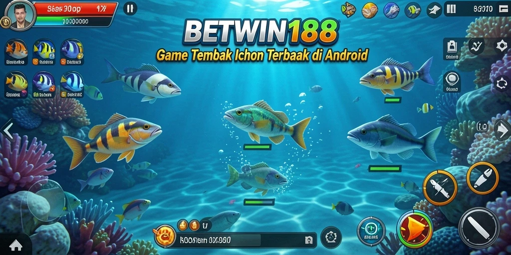 Tampilan gameplay intens dalam BETWIN188 dengan aksi menembak ikan.