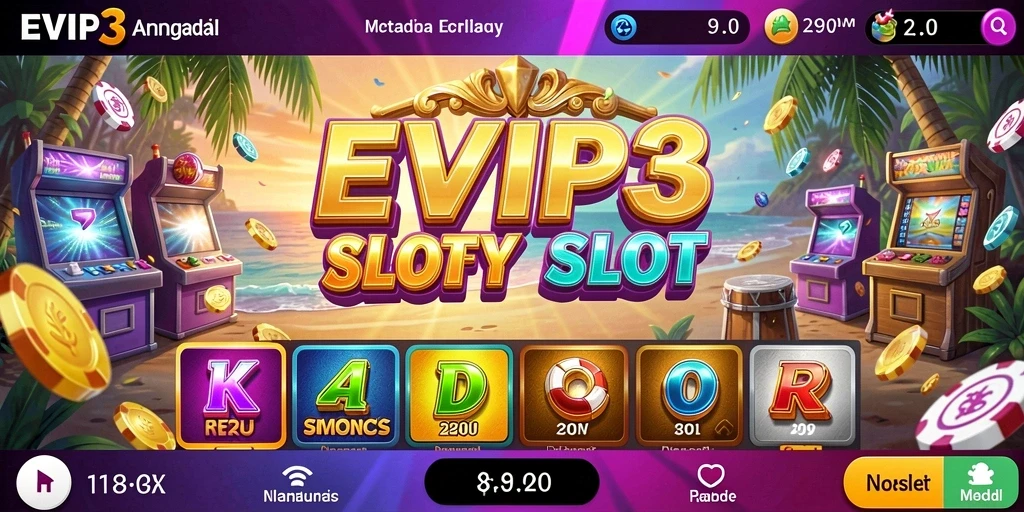 Screenshot utama EVIP3 menampilkan aksi seru dalam permainan Slot.
