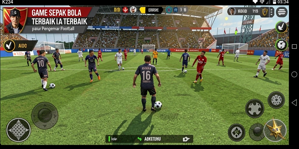 Screenshot K234 menampilkan momen mendebarkan permainan sepak bola.