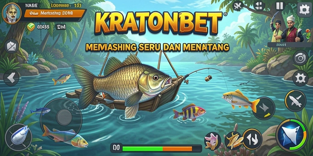 Tampilan gameplay KRATONBET yang menampilkan aksi memancing menyenangkan.