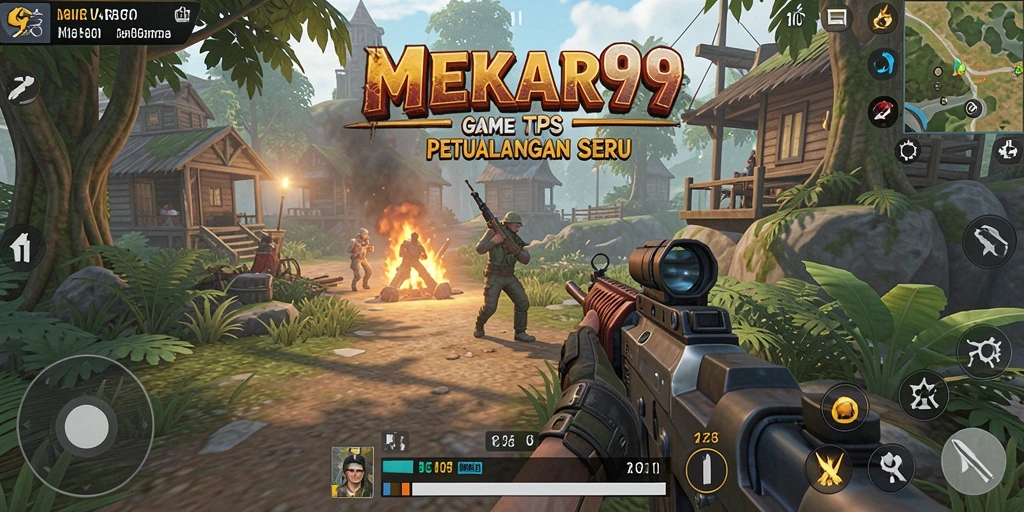 Screenshot MEKAR99 menunjukkan aksi seru dalam game TPS.