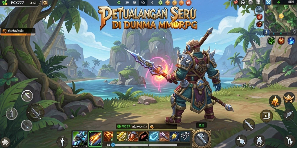 Tampilan gameplay seru dalam PCX777 yang penuh aksi MMORPG.