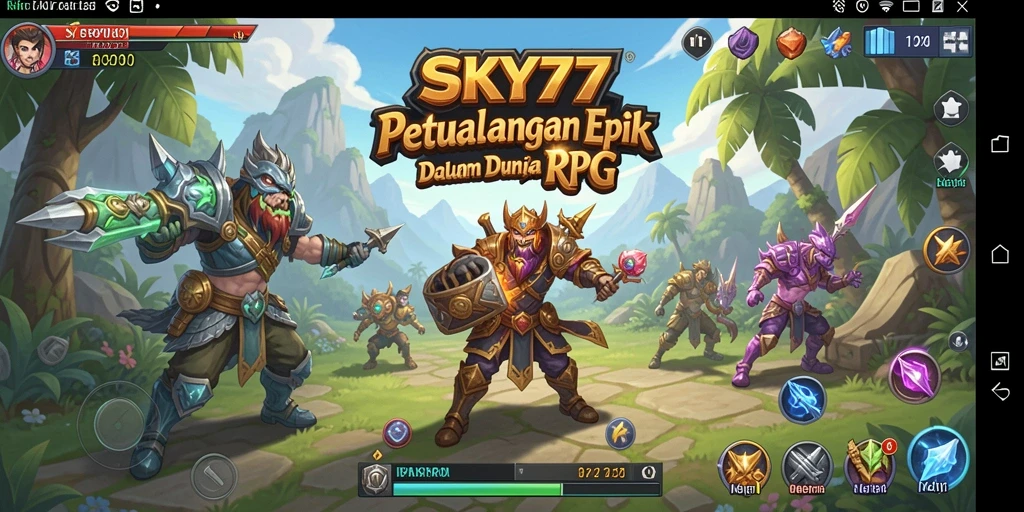 Screenshot dari gameplay epik RPG di SKY77.