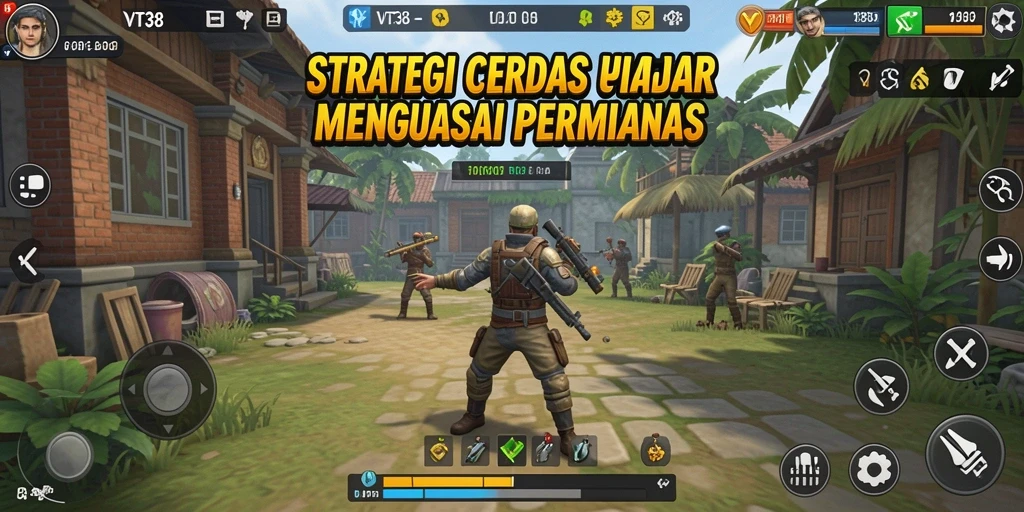 Screenshot gameplay VT38 menunjukkan pertempuran strategis antar pemain.